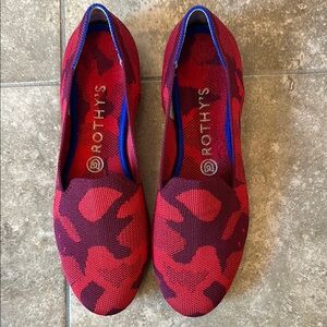 Rothy's Red Camo Loafers Stylish Flats 8.5